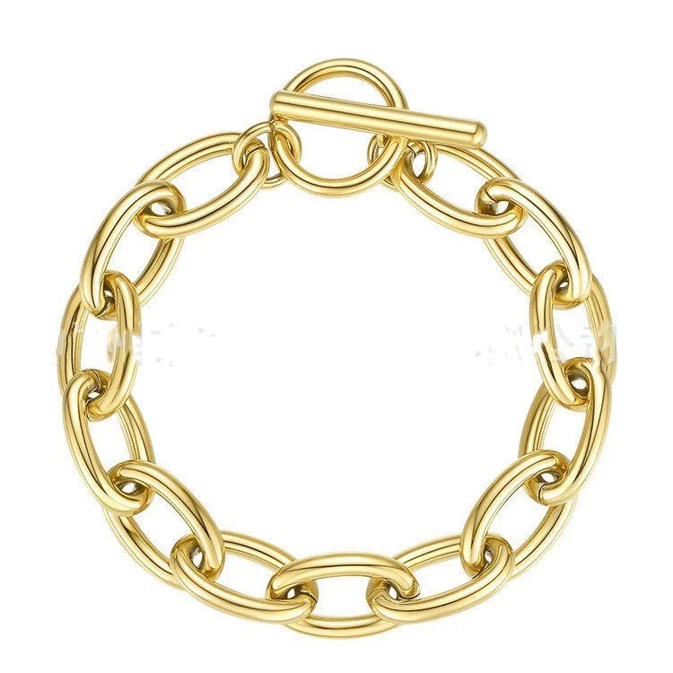 Luxury Heavy Link Bracelet | 14K Gold Titanium Steel Statement Piece