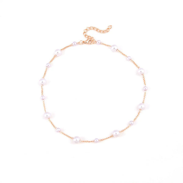 Classic Pearl Choker Necklace – Minimalist Gold Chain, Vintage-Inspired Luxury