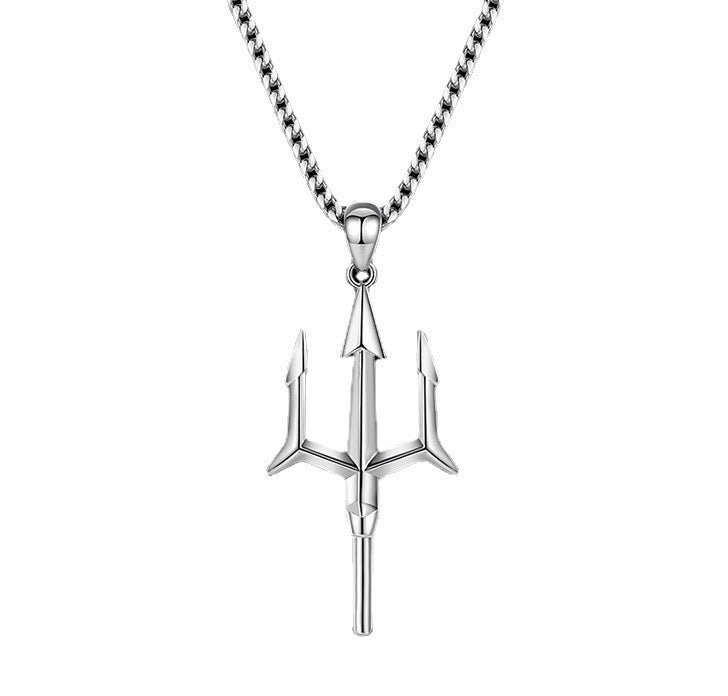 Modern Stainless Steel Trident Necklace – Symbol of Strength & Power