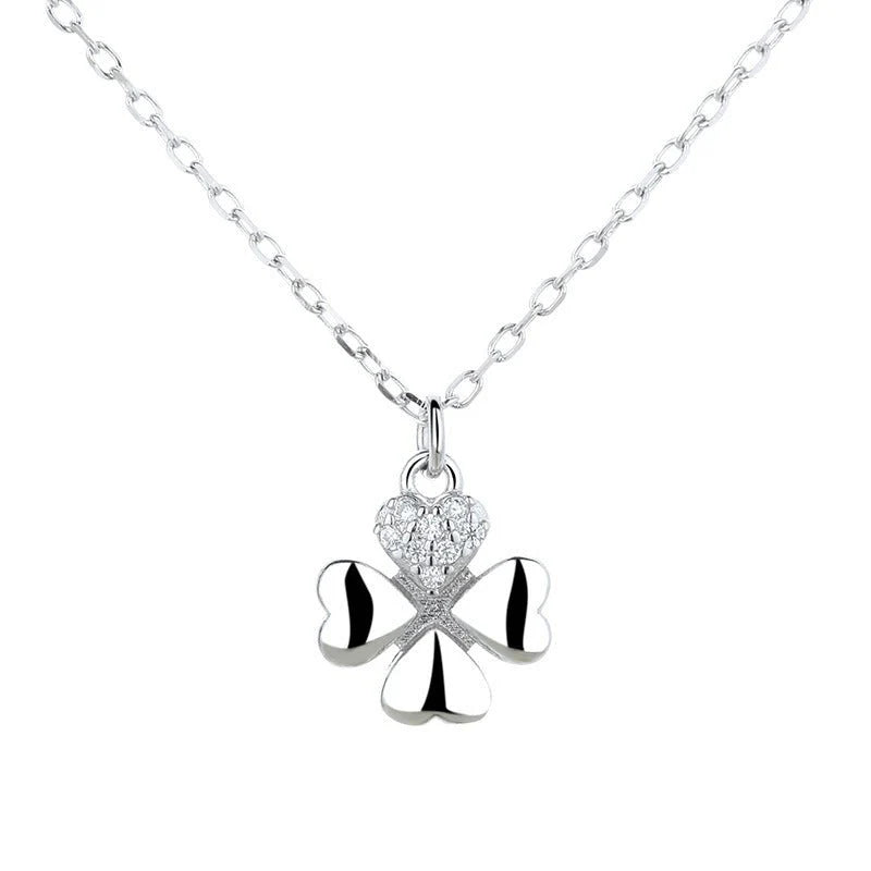 Premium 925 Sterling Silver Four-Leaf Clover Pendant – Romantic & Elegant Clavicle Jewelry