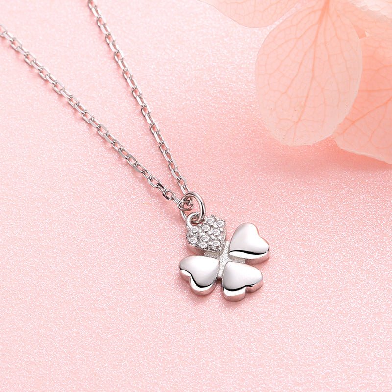 Premium 925 Sterling Silver Four-Leaf Clover Pendant – Romantic & Elegant Clavicle Jewelry