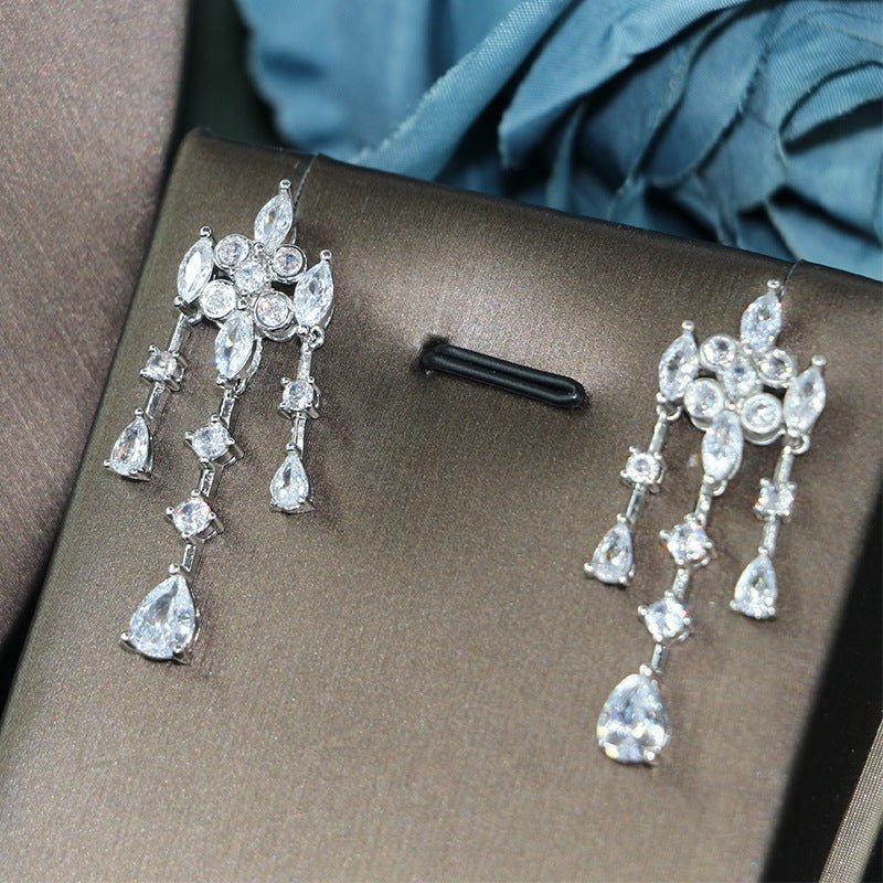 Elegant Wedding Zircon Jewelry Set – Necklace, Earrings, Bracelet & Ring for Brides