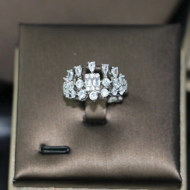 Elegant Wedding Zircon Jewelry Set – Necklace, Earrings, Bracelet & Ring for Brides
