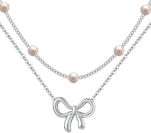 Two-Layer Bow & Pearl Necklace – Simple yet Luxurious Women’s Jewelry