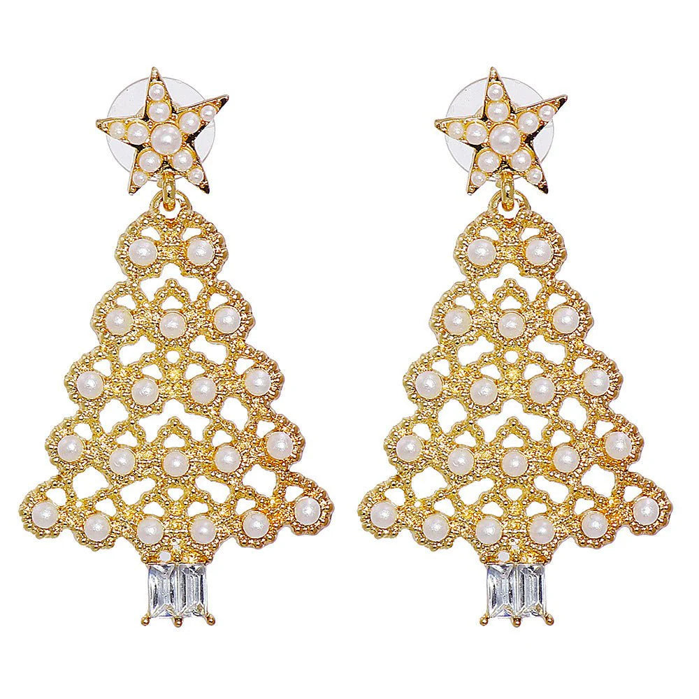 Elegant Holiday Crystal Christmas Tree Earrings Gift for Her