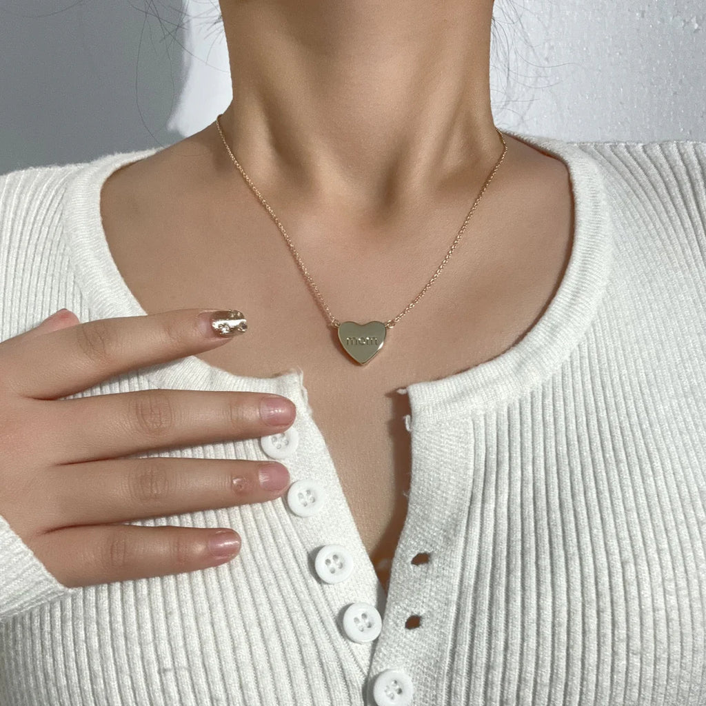 Romantic Peach Heart Zircon Necklace – Elegant Women’s Jewelry Gift