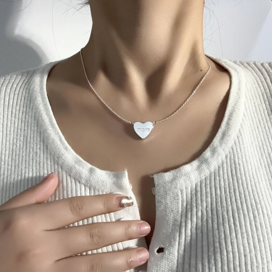Romantic Peach Heart Zircon Necklace – Elegant Women’s Jewelry Gift