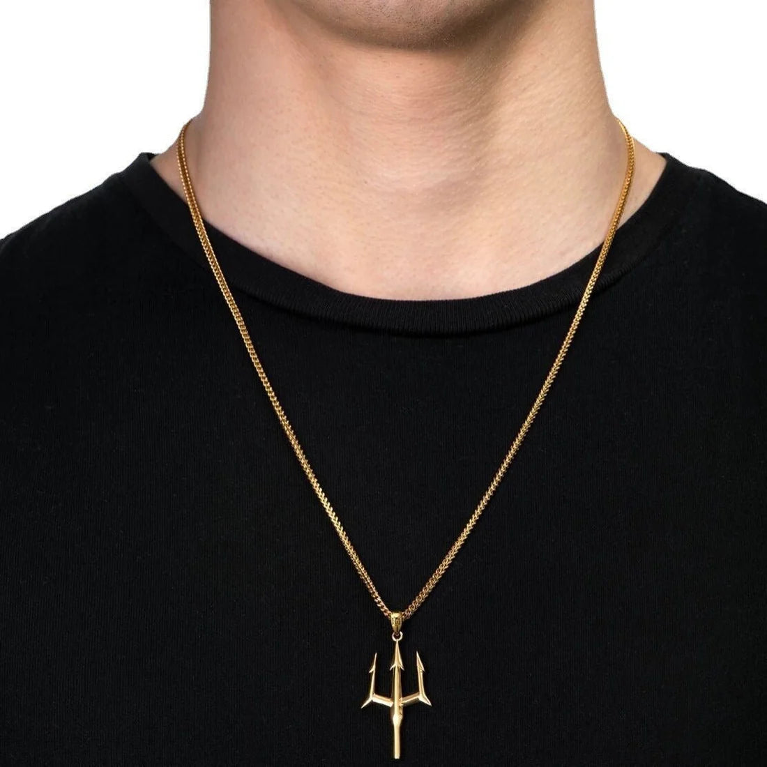 Modern Stainless Steel Trident Necklace – Symbol of Strength & Power