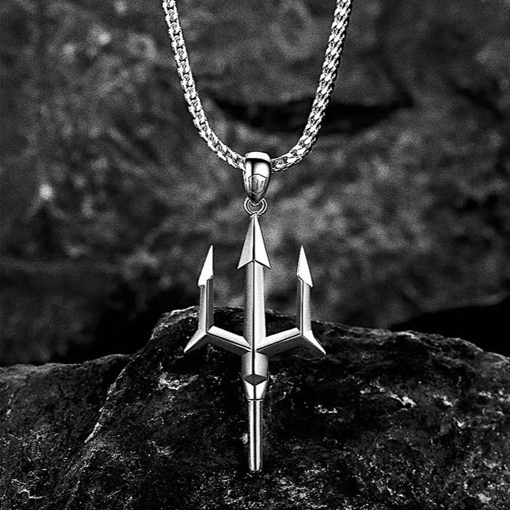 Modern Stainless Steel Trident Necklace – Symbol of Strength & Power