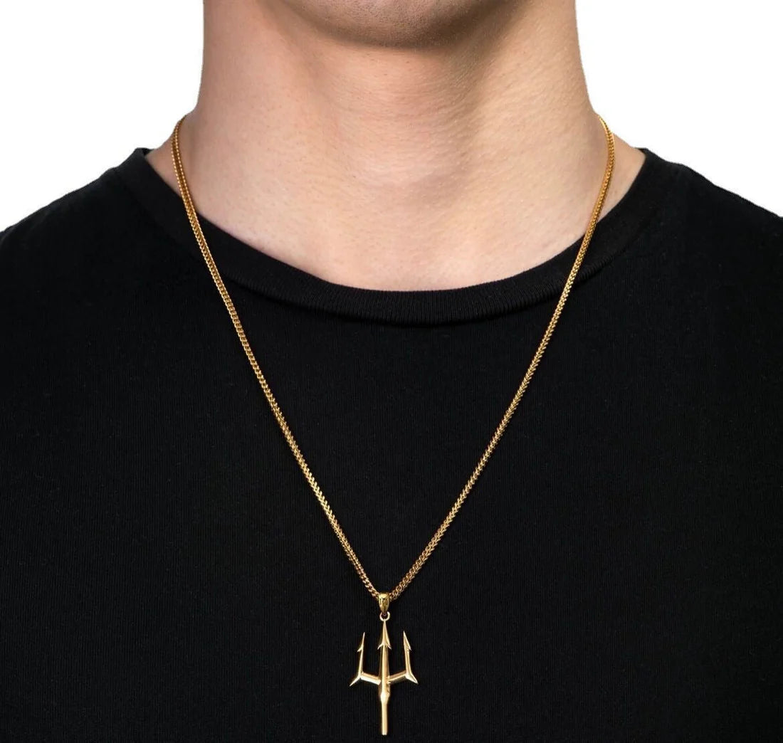 Modern Stainless Steel Trident Necklace – Symbol of Strength & Power