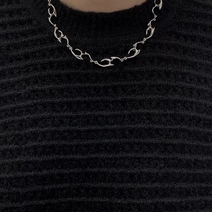 Artistic Irregular Chain Necklace – Minimalist Silver Statement Jewelry