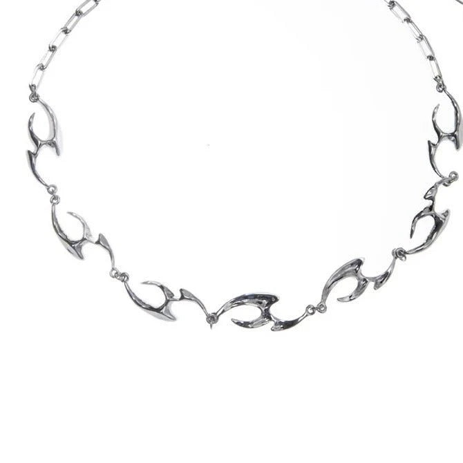 Artistic Irregular Chain Necklace – Minimalist Silver Statement Jewelry