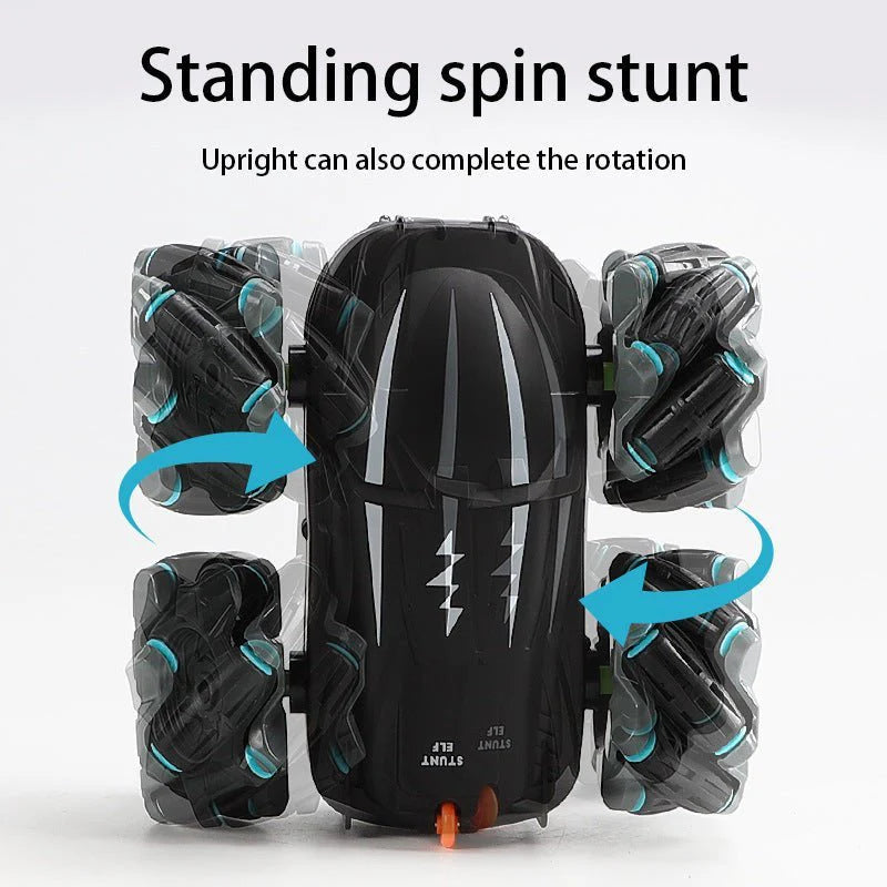 "Double-Sided RC Stunt Car – 360° Rotating Drift Car with Lights & Rechargeable Battery"