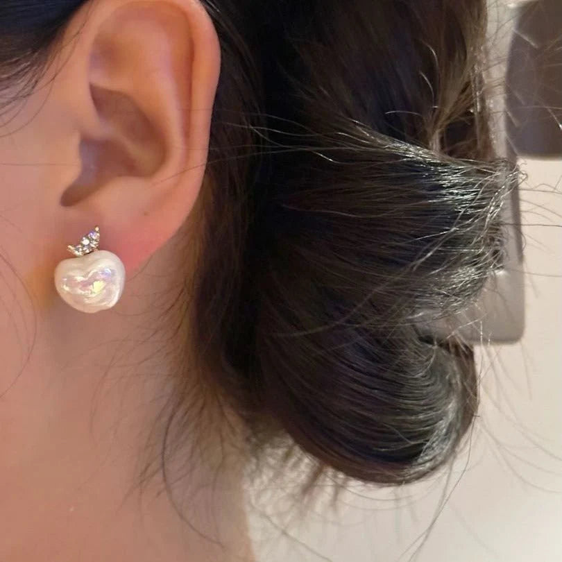 Elegant Sterling Silver Nail-Style Earrings with Pearl & Rhinestone Accents