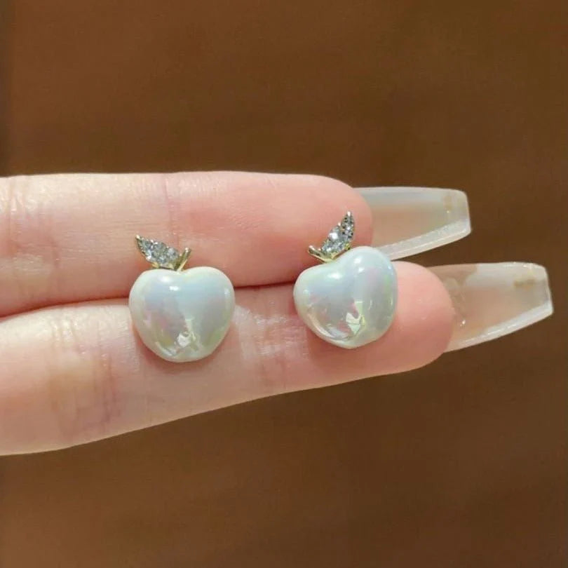 Elegant Sterling Silver Nail-Style Earrings with Pearl & Rhinestone Accents