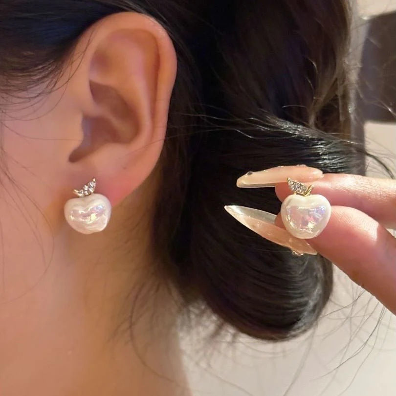 Elegant Sterling Silver Nail-Style Earrings with Pearl & Rhinestone Accents