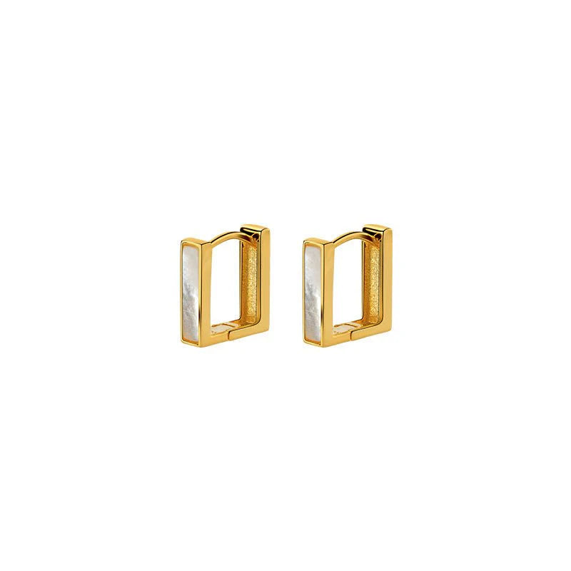 Luxury Sterling Silver Shell Geometric Earrings – Gift for Her