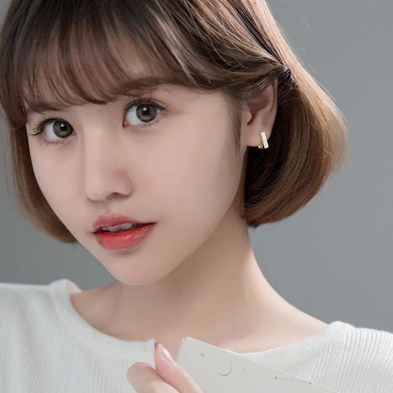 Luxury Sterling Silver Shell Geometric Earrings – Gift for Her