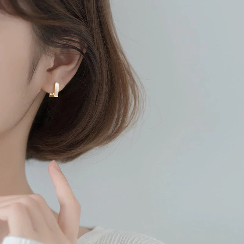 Luxury Sterling Silver Shell Geometric Earrings – Gift for Her