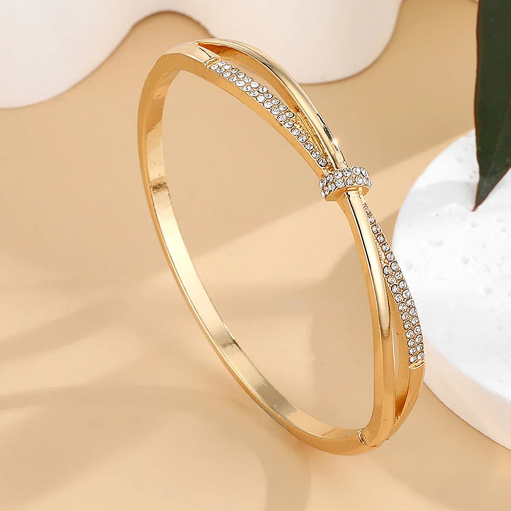Elegant Gold Plated Crystal Bangle Bracelet – Affordable Luxury Jewelry for Women