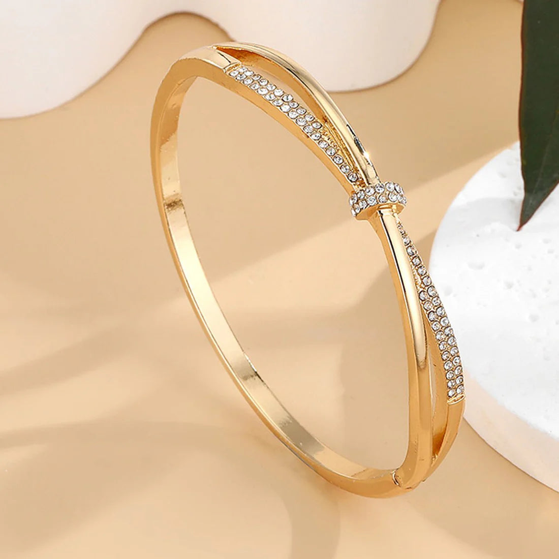 Elegant Gold Plated Crystal Bangle Bracelet – Affordable Luxury Jewelry for Women