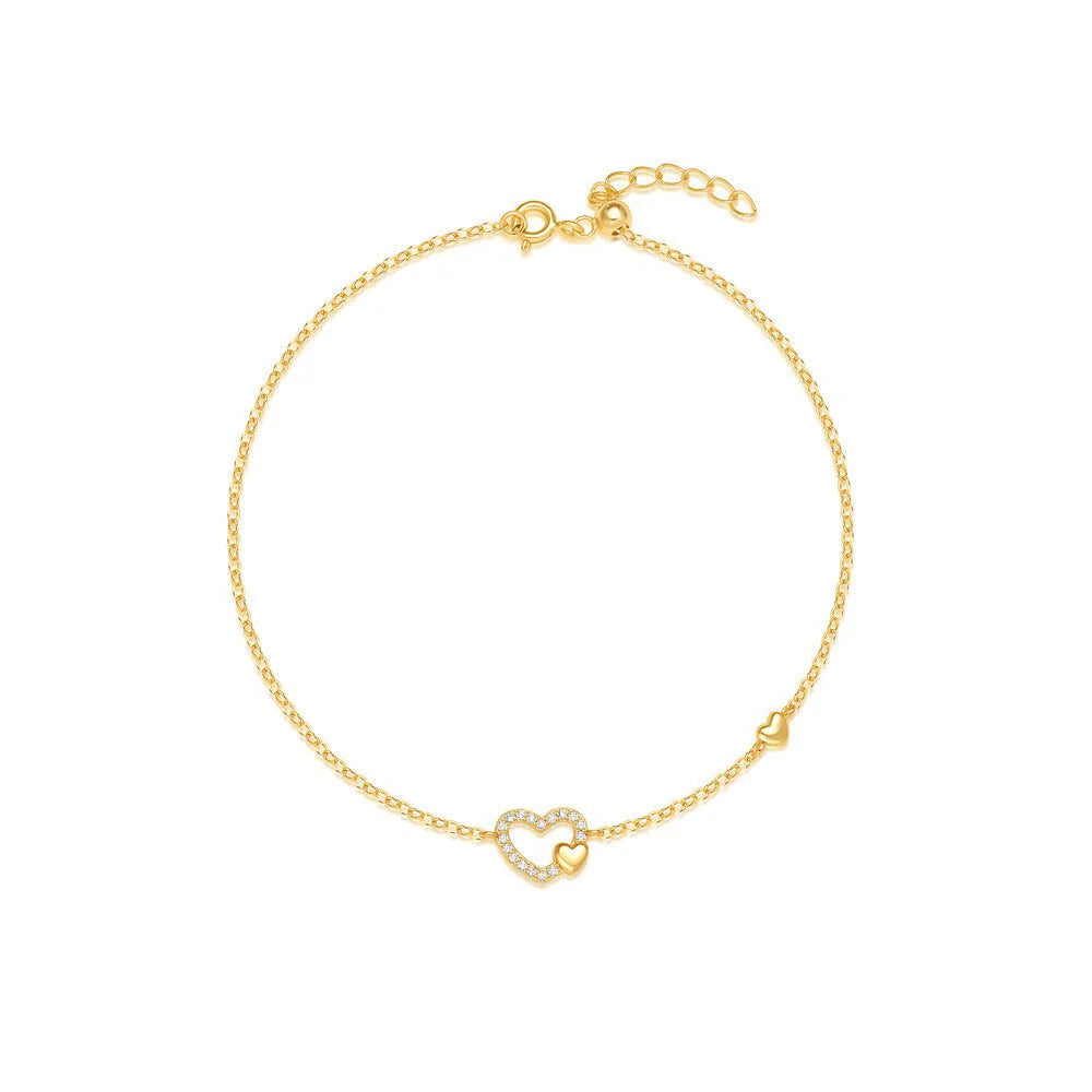 Luxury Hollow Heart Charm Bracelet – Sterling Silver Fashion Jewelry