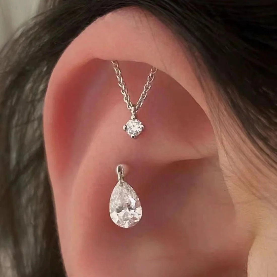 Classic Teardrop Zircon Stud Earrings – Premium Silver Plated Design