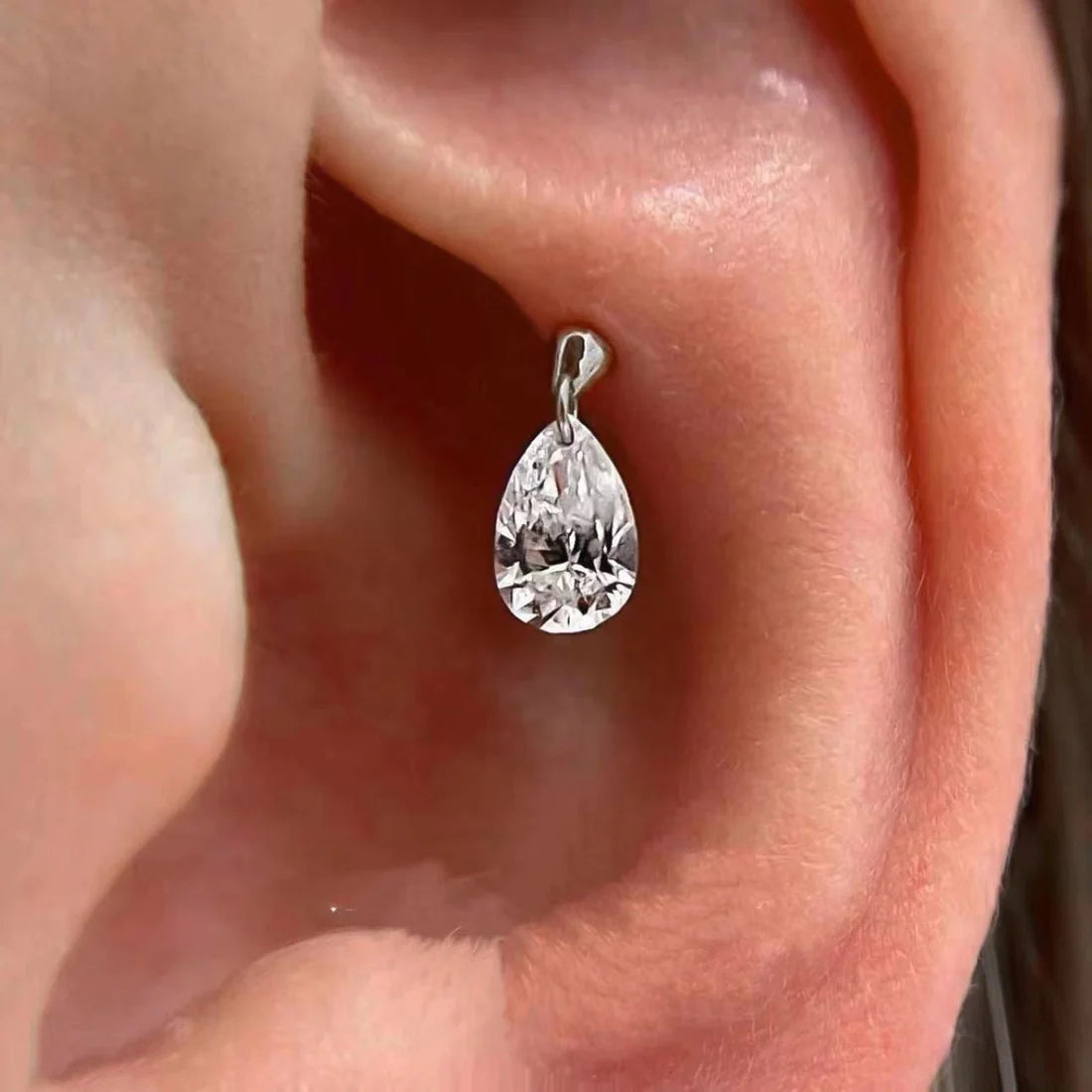 Classic Teardrop Zircon Stud Earrings – Premium Silver Plated Design