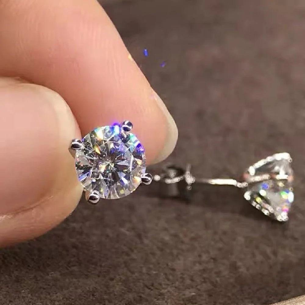 Luxury Sterling Silver Four-Claw Stud Earrings for Women