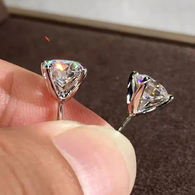 Luxury Sterling Silver Four-Claw Stud Earrings for Women