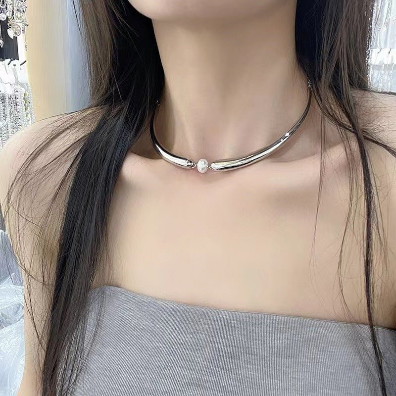 Luxury Minimalist Pearl Choker in Sterling Silver – Perfect Gift for Her"