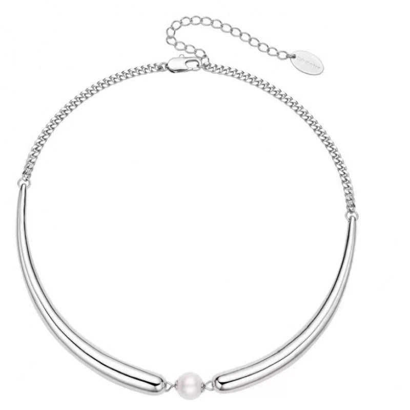 Luxury Minimalist Pearl Choker in Sterling Silver – Perfect Gift for Her"
