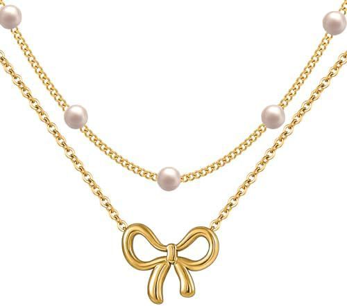 Two-Layer Bow & Pearl Necklace – Simple yet Luxurious Women’s Jewelry